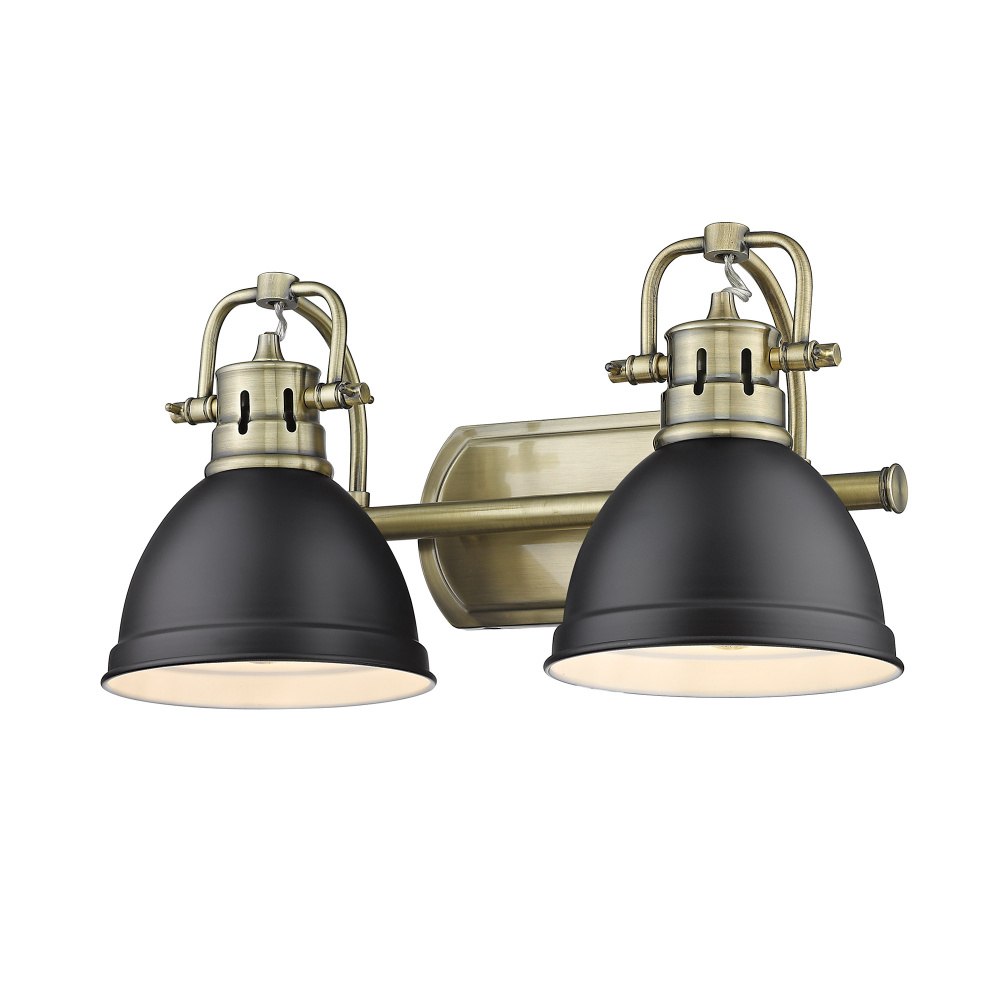 Yep by Golden Lighting Duncan 2-light Vanity in Aged Brass and Matte Black shade